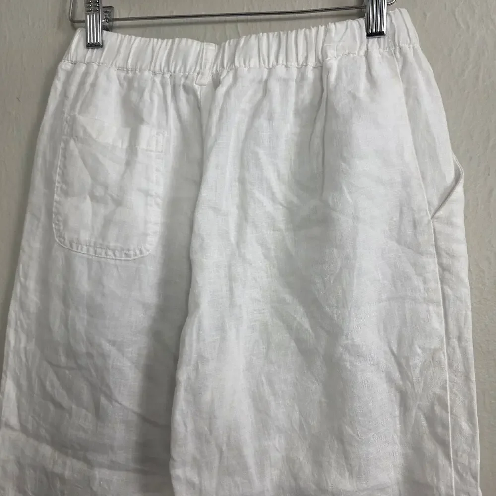 NWT Quince 100% European Flax Linen Wide Leg Pants White Extra Small XS